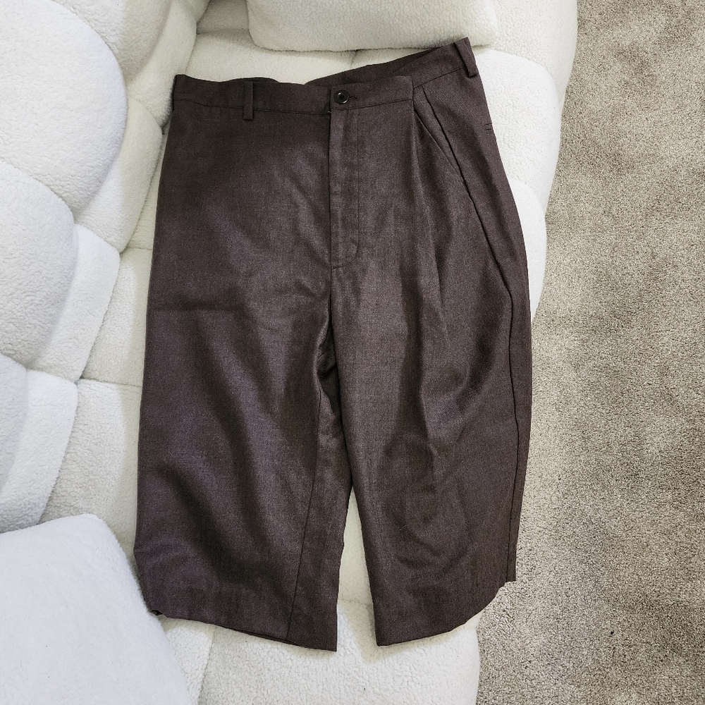Anagram Wool Brown Fold Over Shorts